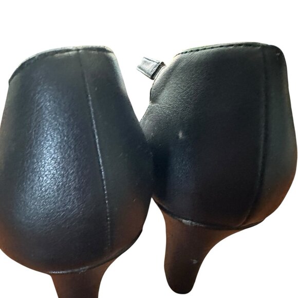 Naturalizer Women’s Dillon Black Leather Strappy Block Heel Sz 7 3.25” Open Toe - Picture 8 of 9